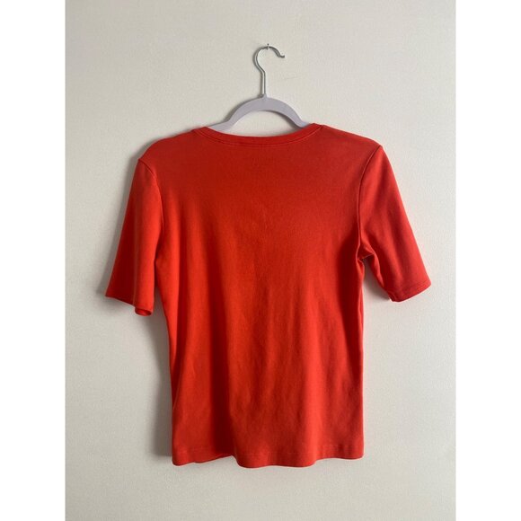 Chico's Women's Orange V-Neck Short Sleeve Cotton Blend Top Size 0 - Picture 2 of 5